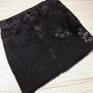 Mango black jean skirt